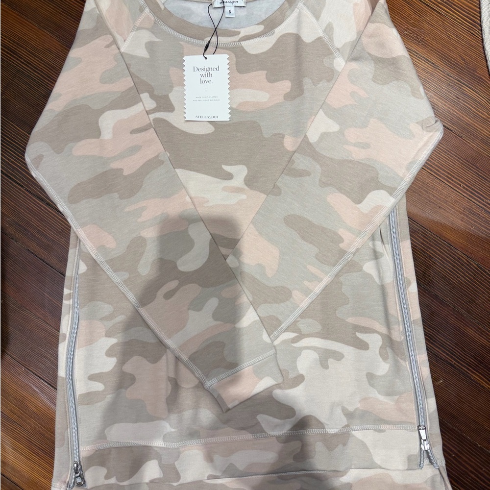 Stella & Dot Beige Camouflage Top